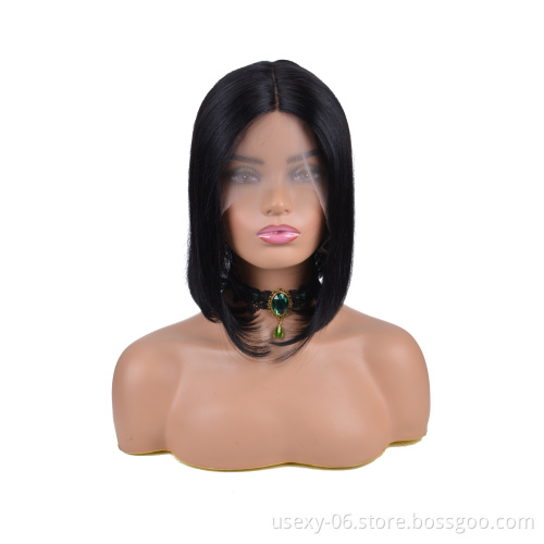 Drop Shipping 8A Grade Straight Bob Virgin Cambodian 100% Human Hair Lace Closure Wigs